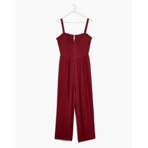 Madewell Pintuck Cami Cropped Jumpsuit 6 Cabernet NWT Wide Leg Flowy Statement